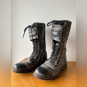 Yellow Cab NY Black Leather Combat Boots